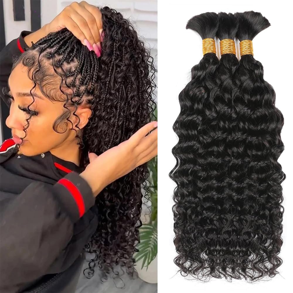 Water Wave Bulk Human Hair For Braiding - Wasserwellen-Echthaar zum Flechten, unbehandeltes Echthaar zum