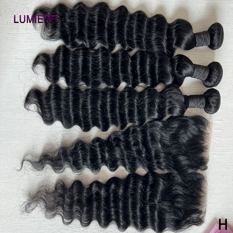 Deep Wave 3 Bundles With Closure - Hochwertige lose Deep Wave Bundles mit