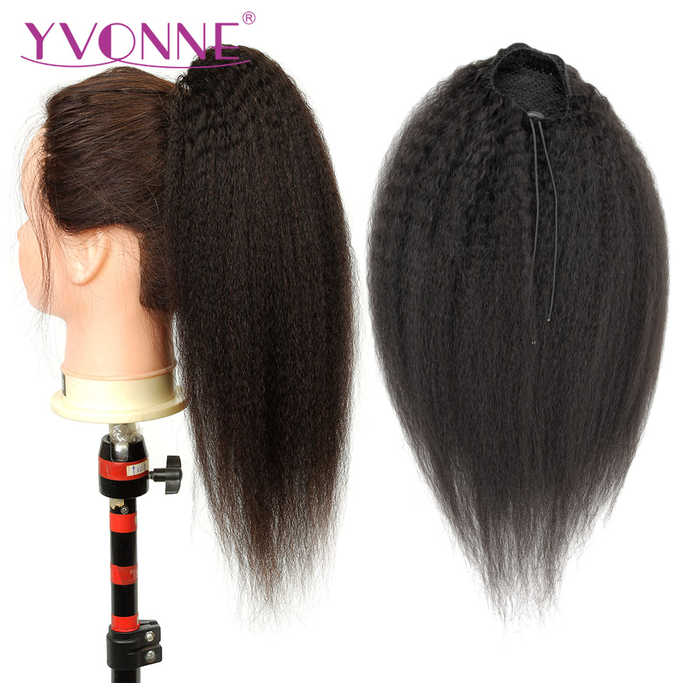Seamless Clip In Hair Extensions Human Hair - [Yvonne] Verworrene Gerade Kordelzug Pferdeschwanz Menschliches