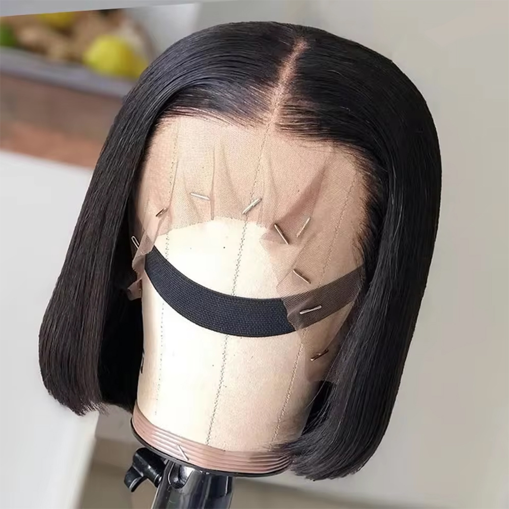 Glueless Wear And Go Human Hair Wig - Vietnamesische Knochenglatte geflochtene Echthaar-Frontalperücke, vorgezupft, kleberlos,