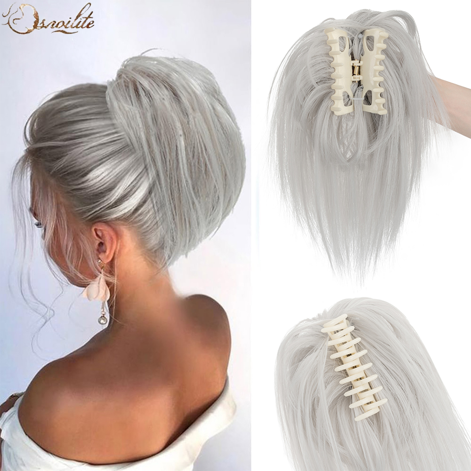 Claw Clip Messy Bun Hair Piece - Snoilite synthetische gerade Klaue Clip Chignon