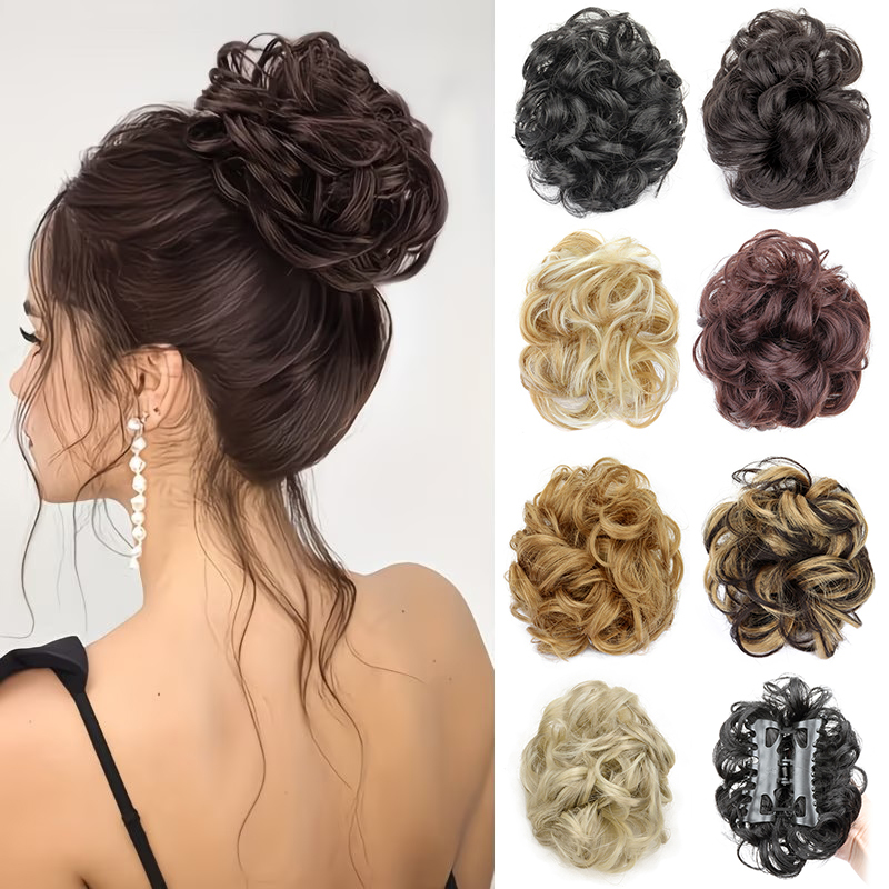 Claw Clip Messy Bun Hair Piece - Synthetischer Messy Bun Kurzer Lockiger Haarknoten