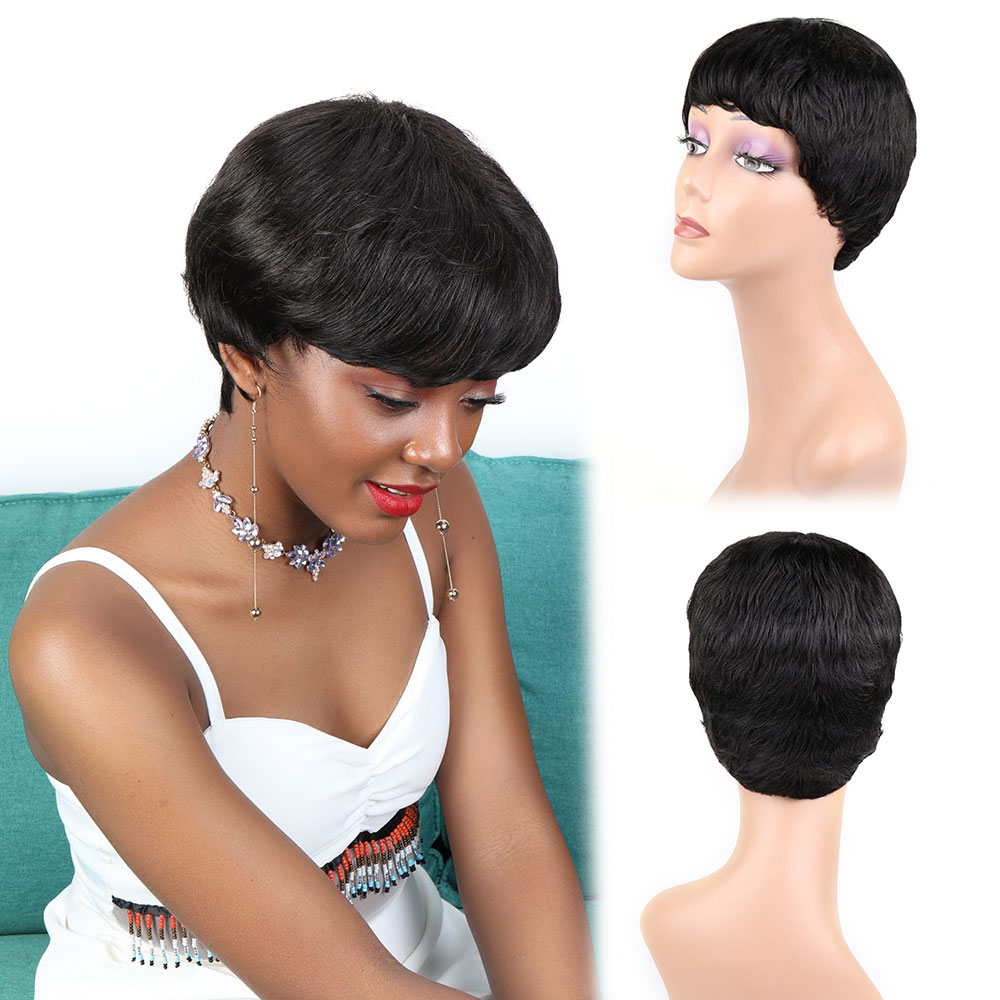 Short Pixie Cut Wig Human Hair Cheap - Bliss kurze Echthaar-Perücken, Pixie-Schnitt, gerade Perücken