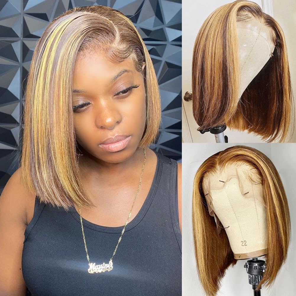 Pre Parted 13X4 Lace Front Bob Wig - Bob-Perücke aus Echthaar 13x4 HD Lace
