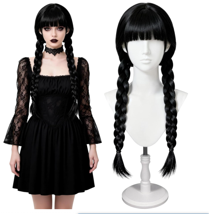 Synthetic Braided Wigs For Black Women - Lange Gothic-Cosplay-Perücken für Damen, lange schwarze