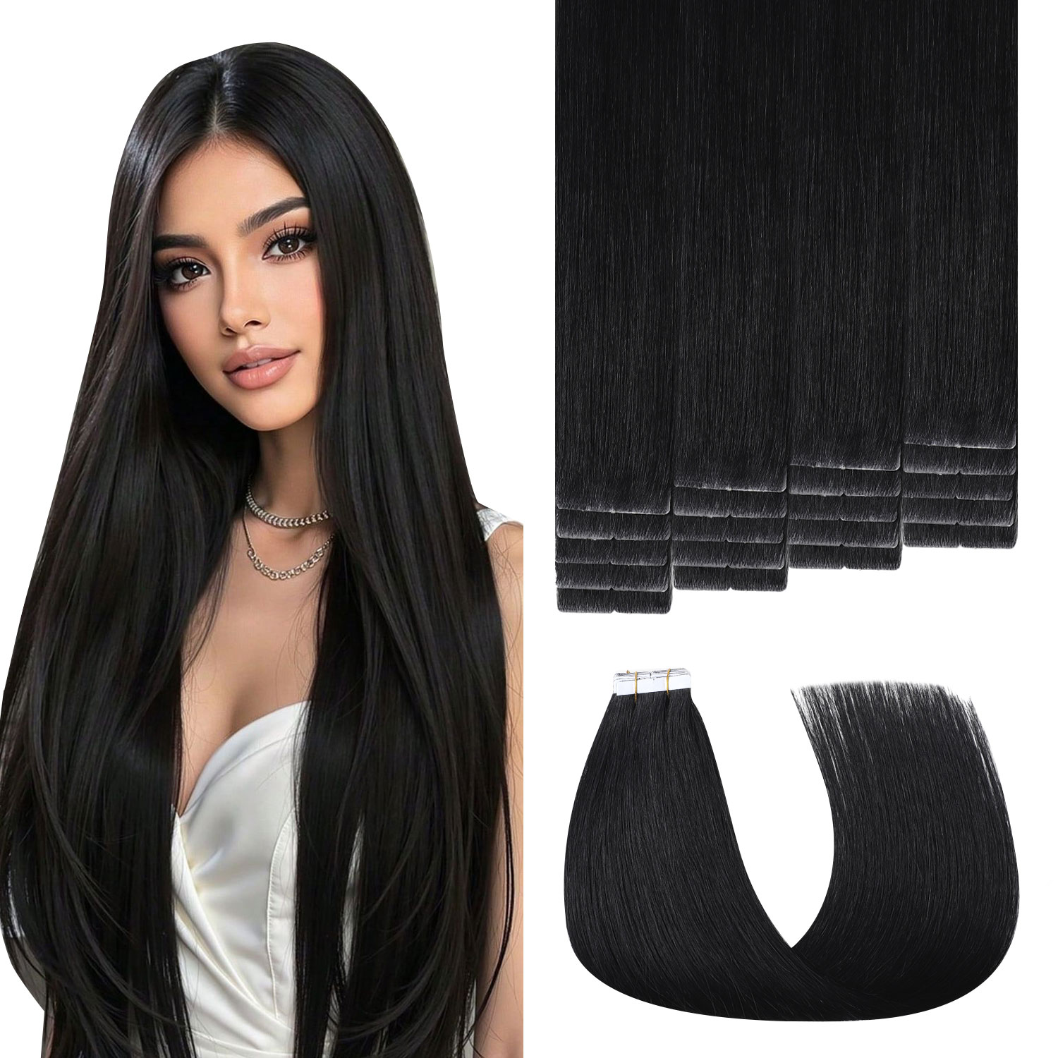 Invisible Tape In Extensions Real Hair - Sweetmet Unsichtbares Tape-in Haarverlängerungen Echthaar 3.