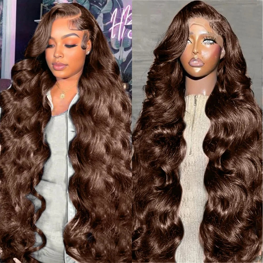 Hd Lace Frontal Wig Human Hair Pre Plucked - Schokolade # 4 Body Wave Perücke,