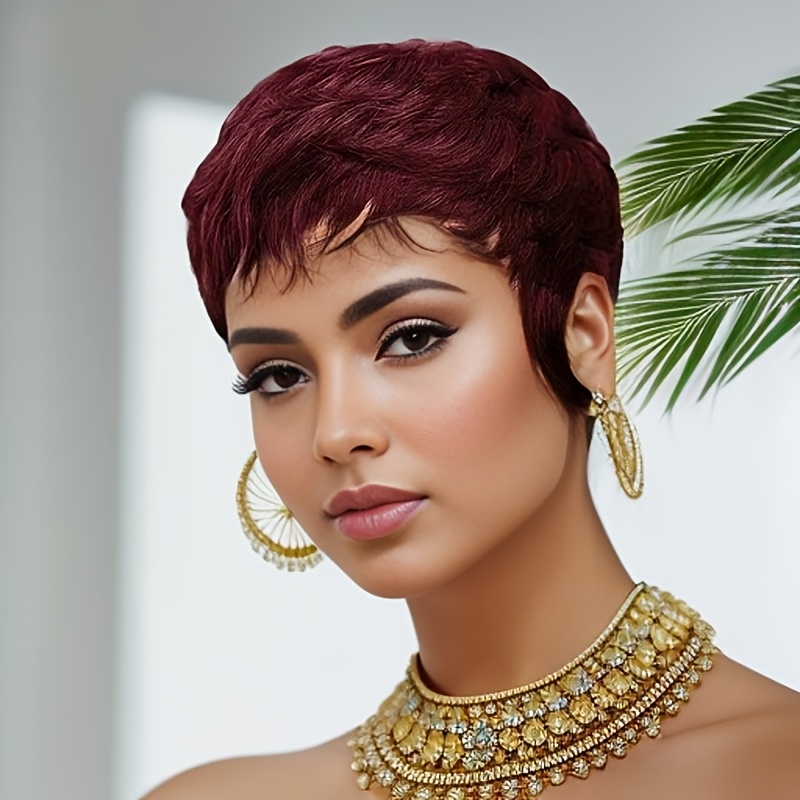 Short Pixie Cut Wig Human Hair Cheap - Rote Perücke aus Echthaar Kurze Pixie-Perücke