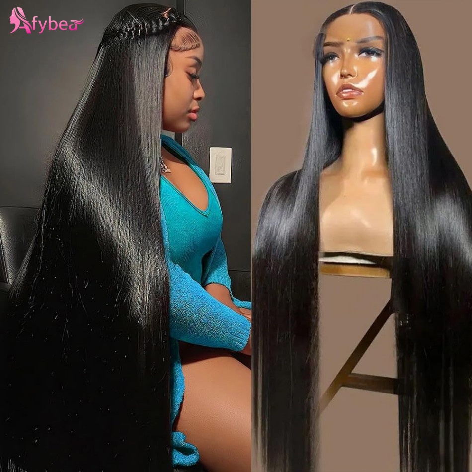 Hd Lace Frontal Wig Human Hair Pre Plucked - 40 Zoll lange, glatte Echthaarperücken, 220er