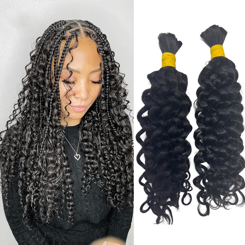 Water Wave Bulk Human Hair For Braiding - Wasserwellen-Lockenhaar zum Flechten, gelockt, ohne Tressen,
