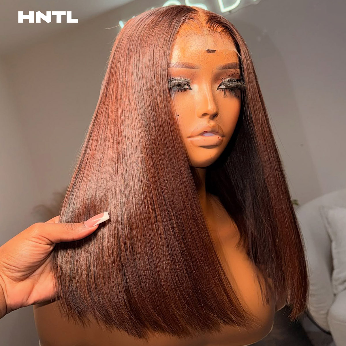 Pre Parted 13X4 Lace Front Bob Wig - Glueless Wear-and-Go braune Bob-Perücke aus Echthaar,
