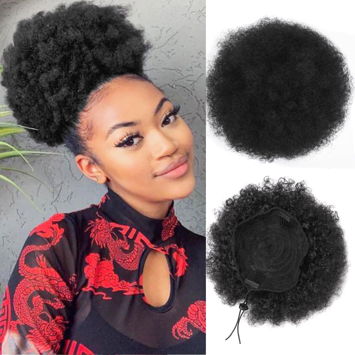 Drawstring Afro Curly Puff Ponytail - Afro Puff Kordelzug Pferdeschwanz für schwarze