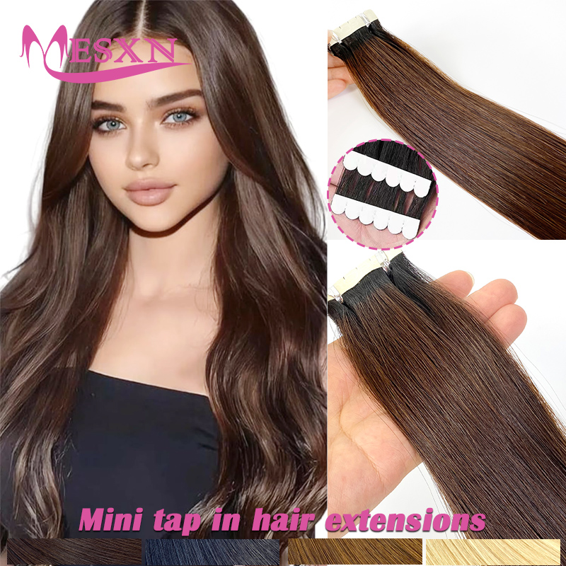 Invisible Tape In Extensions Real Hair - Mini-Tape-In-Haarverlängerungen aus Echthaar, natürliche Haarverlängerung, glatt,