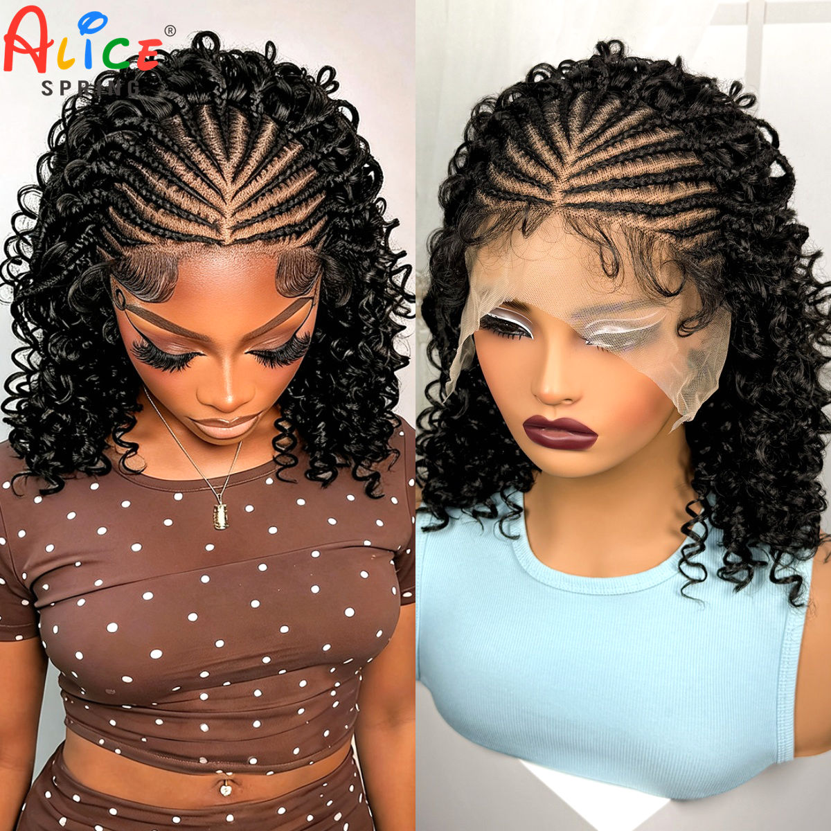 Synthetic Braided Wigs For Black Women - 16 Zoll Natürliche Cornrow Geflochtene Perücken