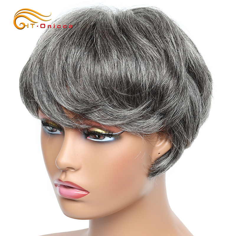 Short Pixie Cut Wig Human Hair Cheap - Günstige kurze Perücke, gerade Echthaar-Perücken für
