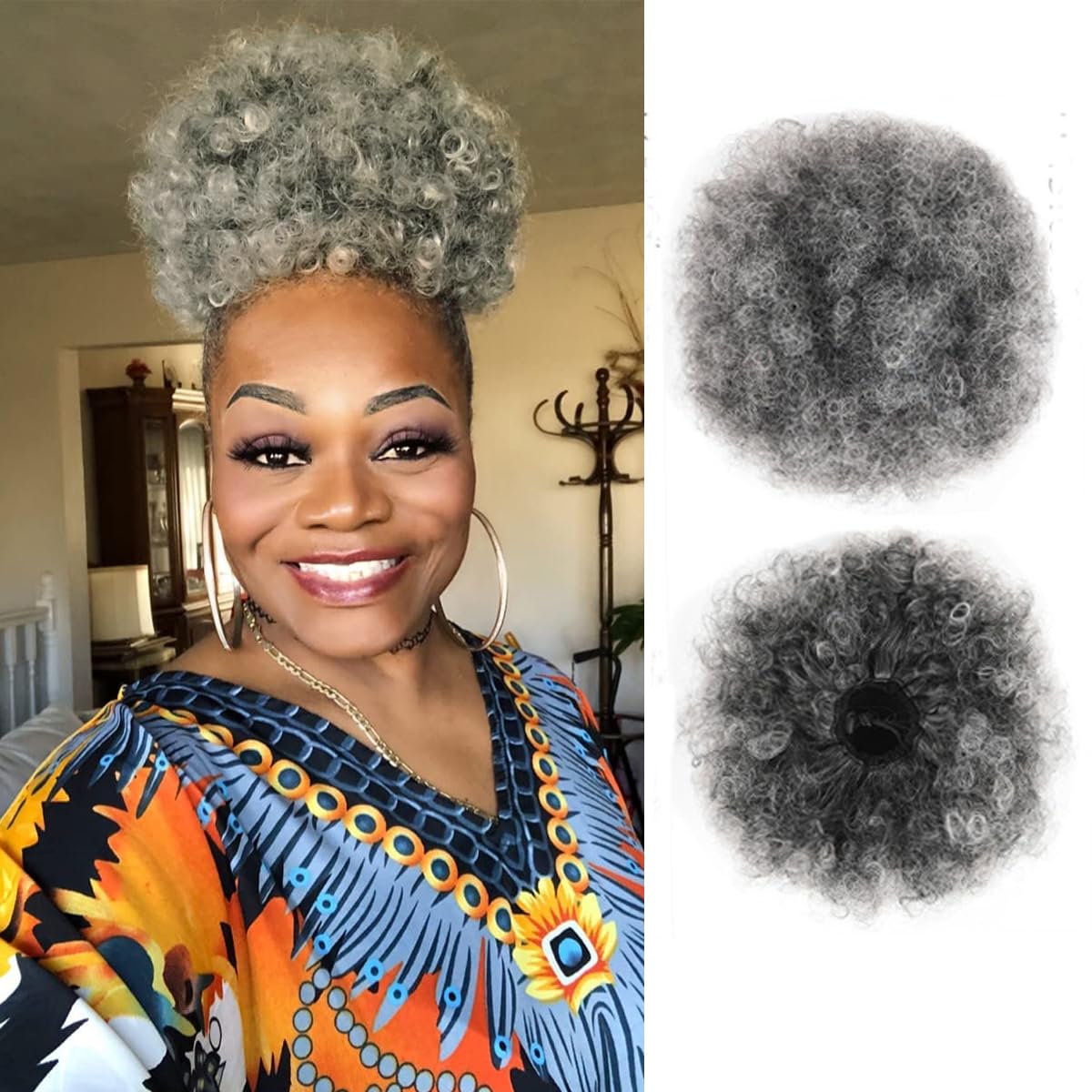 Drawstring Afro Curly Puff Ponytail - Afro Puff Kordelzug-Pferdeschwanz, Kurze Synthetische Krause