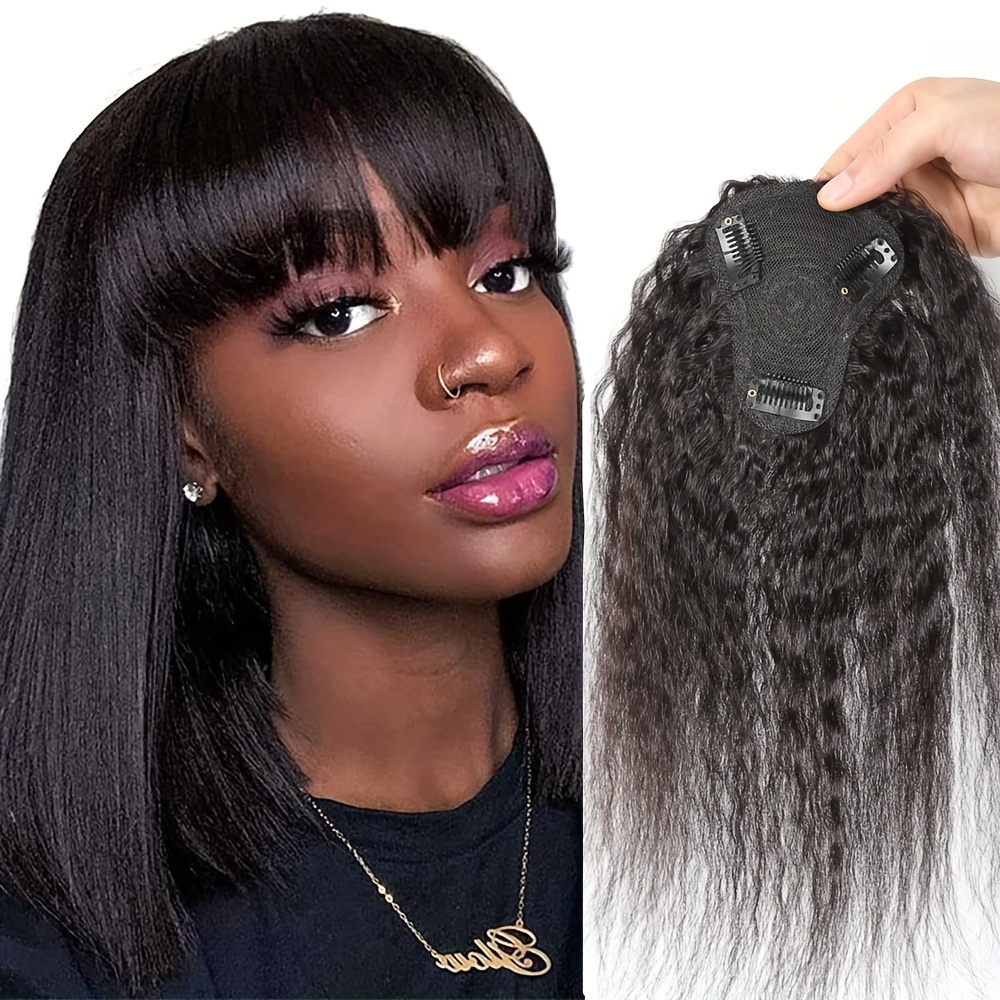 Hair Clips - Verworrenes gerades Topper-Haar mit Pony, Haarteil,