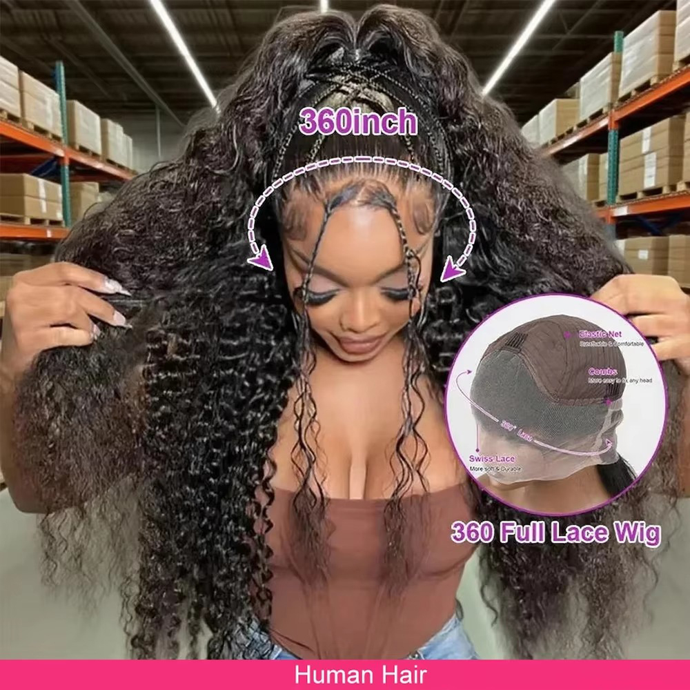 Glueless Wear And Go Human Hair Wig - 360 unsichtbarer Riemen, volle Spitze, lockig,