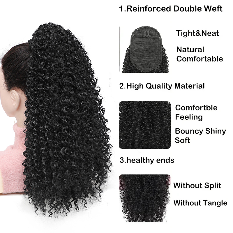 Lange lockige Kordelzug-Pferde – Drawstring Afro Curly Puff Ponytail Bewertung und Preis