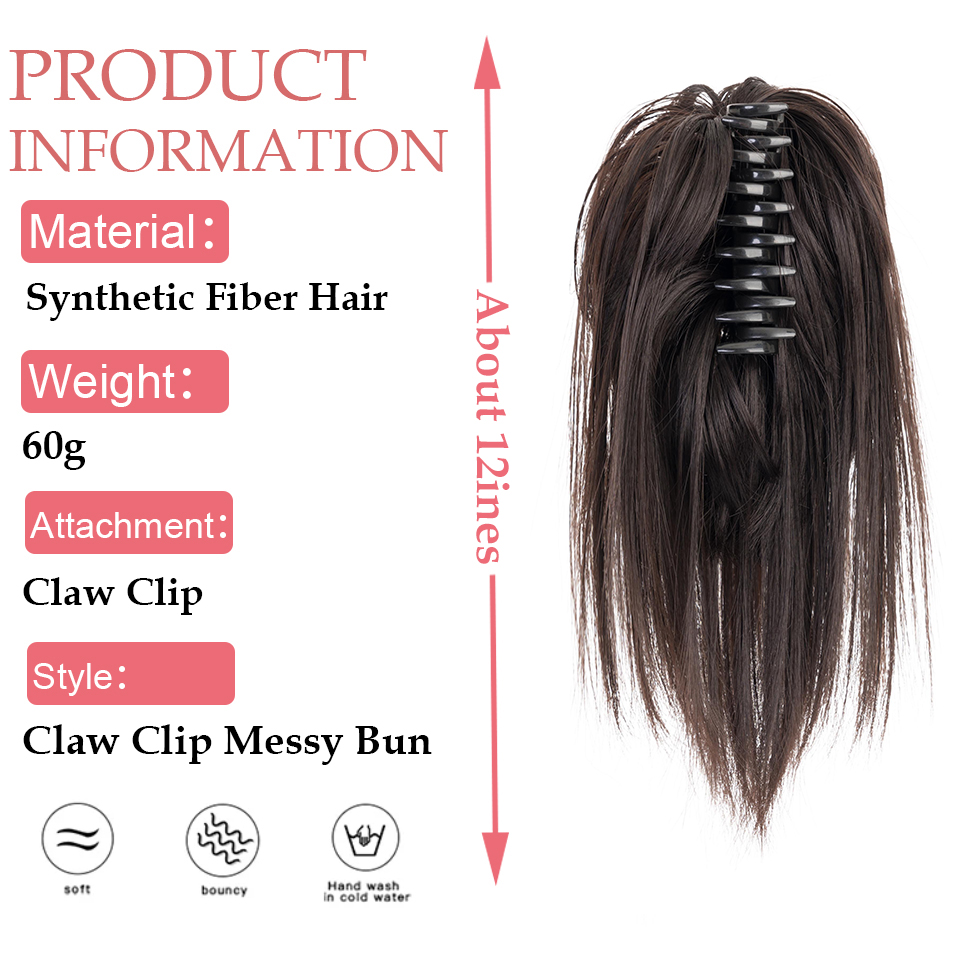 Snoilite synthetische gerade K – Claw Clip Messy Bun Hair Piece Bewertung und Preis