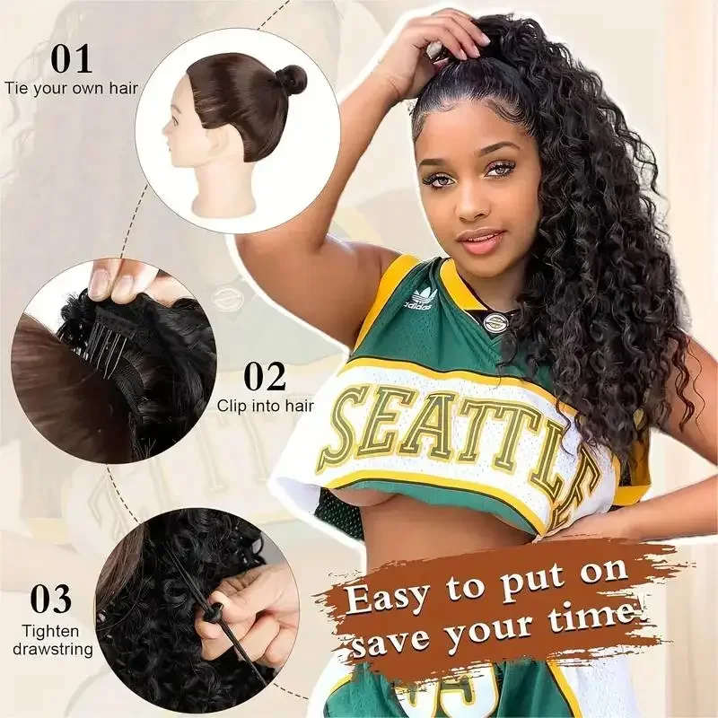 Lange verworrene lockige Korde – Drawstring Afro Curly Puff Ponytail Bewertung und Preis