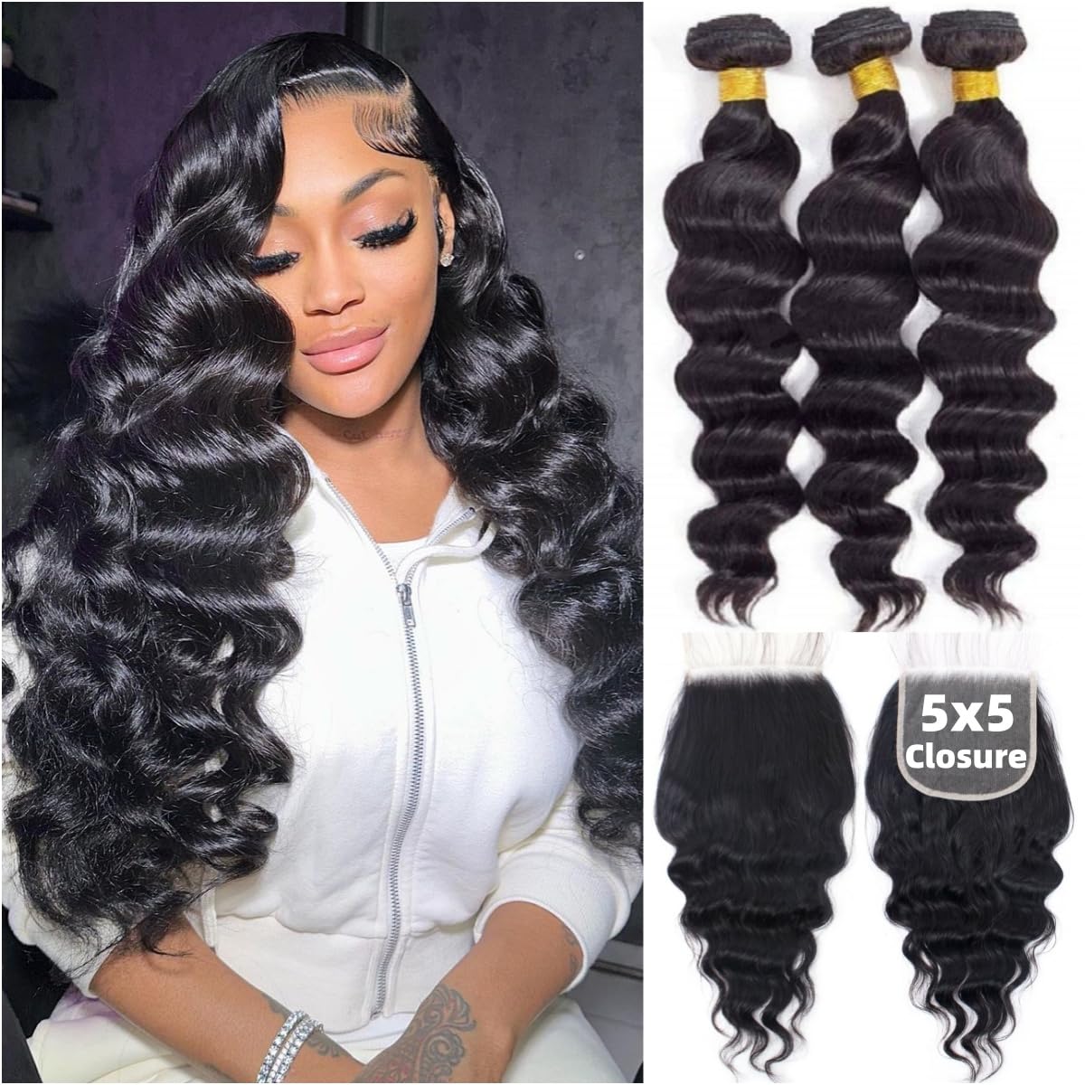 Lose Welle Menschliches Haar B – Deep Wave 3 Bundles With Closure Bewertung und Preis