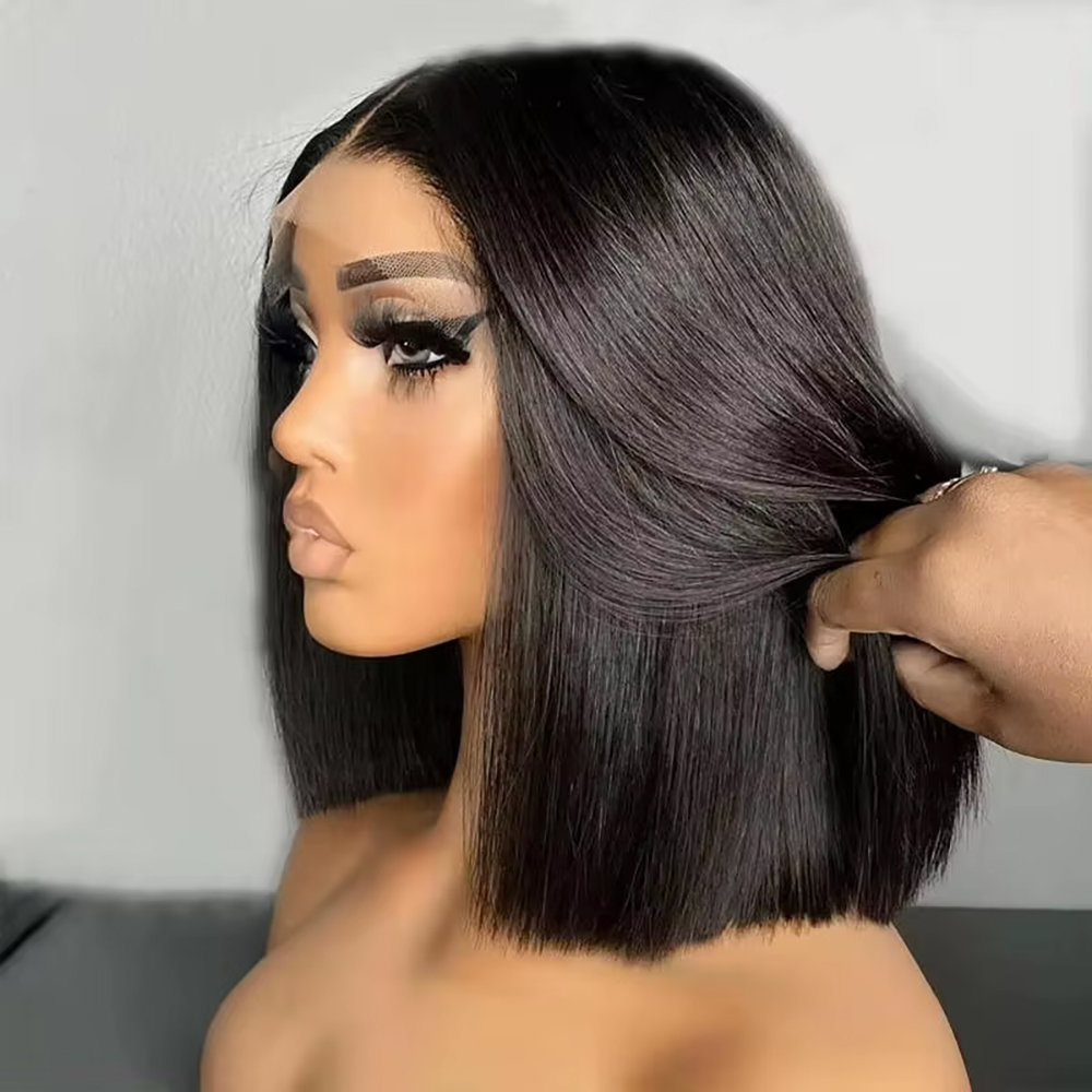Brasilianische glatte Bob-Perü – Pre Parted 13X4 Lace Front Bob Wig Bewertung und Preis