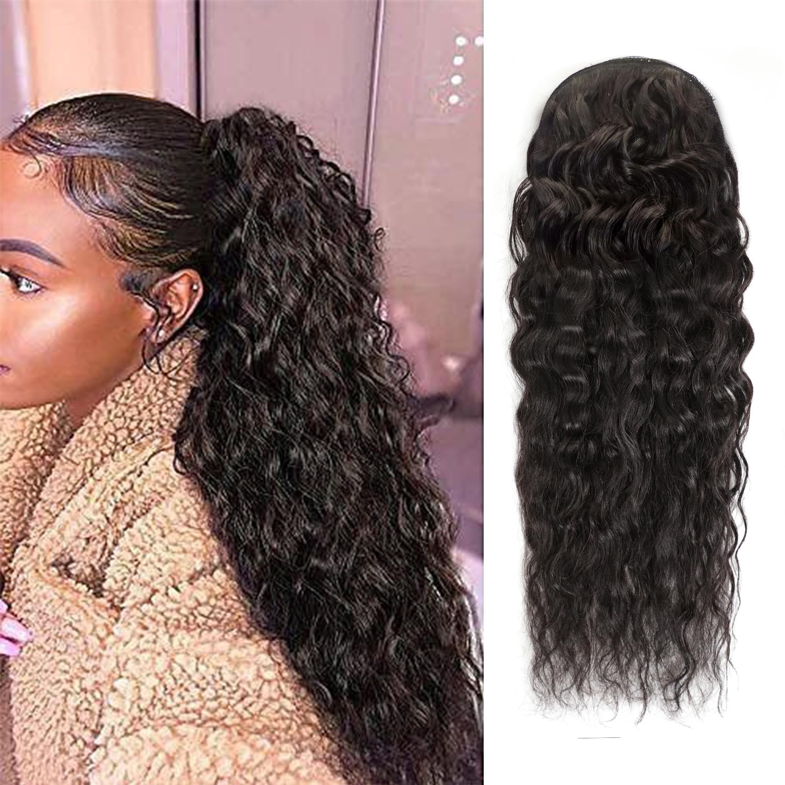Wasserwellen-Pferdeschwanz Ech – Seamless Clip In Hair Extensions Human Hair Bewertung und Preis