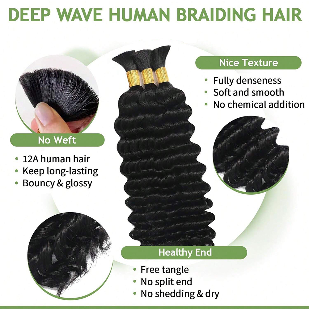 Echthaar zum Flechten, Deep Wa – Water Wave Bulk Human Hair For Braiding Bewertung und Preis
