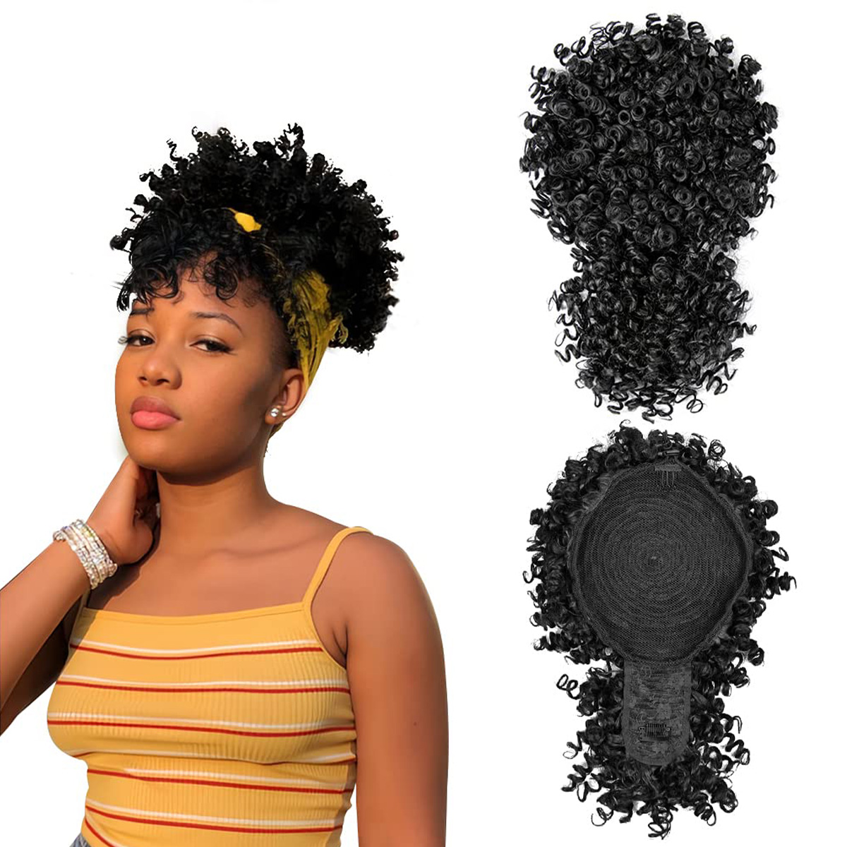 Afro Puff synthetischer Kordel – Drawstring Afro Curly Puff Ponytail Bewertung und Preis
