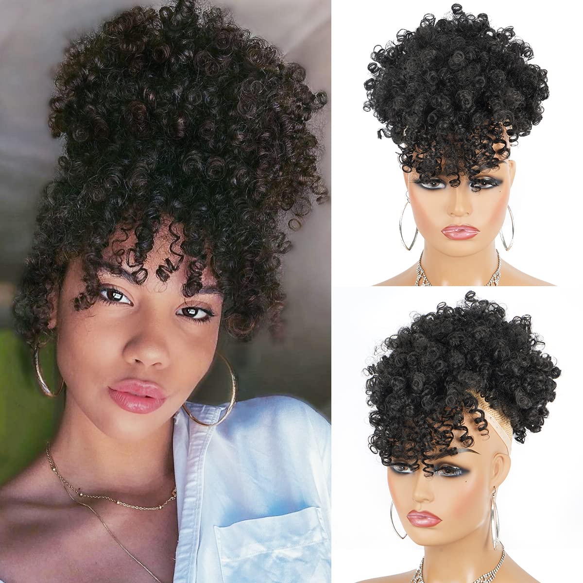 Afro Puff synthetischer Kordel – Drawstring Afro Curly Puff Ponytail Bewertung und Preis