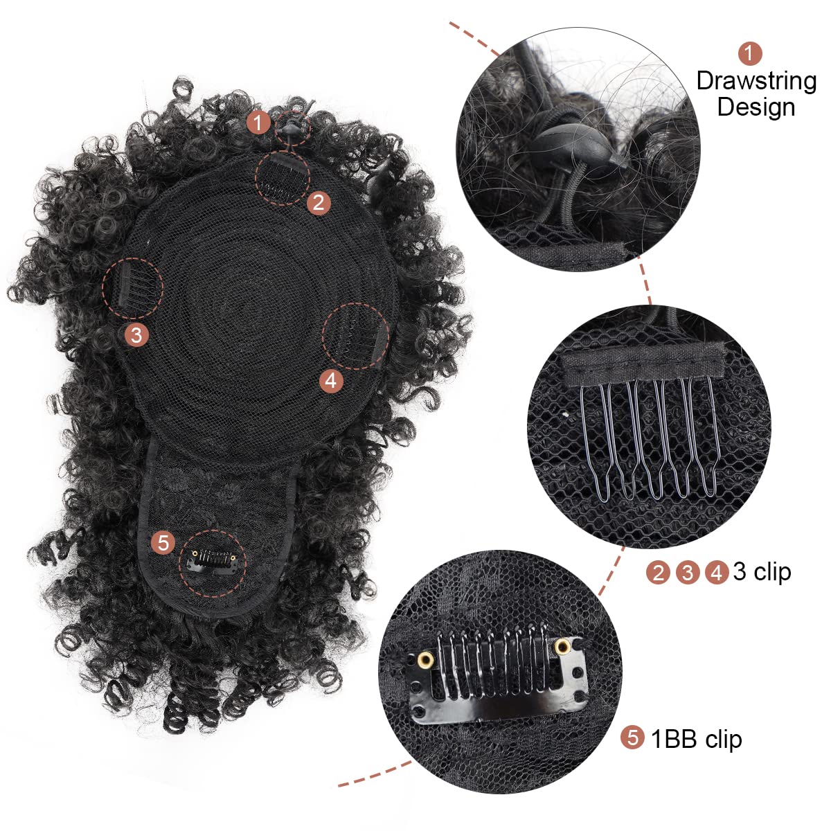 Afro Puff synthetischer Kordel – Drawstring Afro Curly Puff Ponytail Bewertung und Preis
