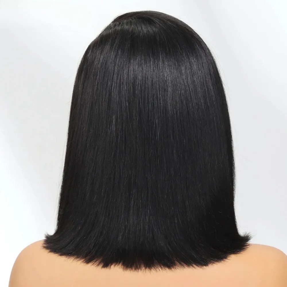 Schwarze kurze Bob-Perücke mit – Pre Parted 13X4 Lace Front Bob Wig Bewertung und Preis