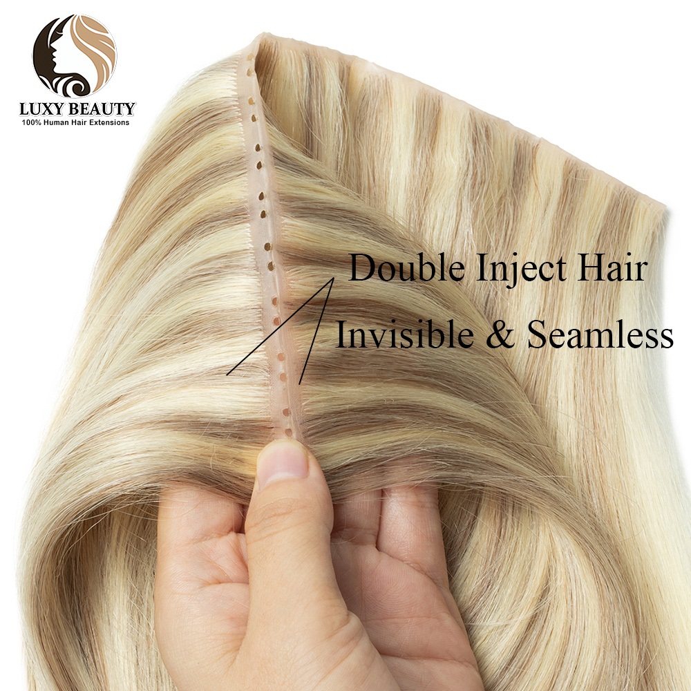 Blonde, eingespritzte Echthaar – Invisible Tape In Extensions Real Hair Bewertung und Preis