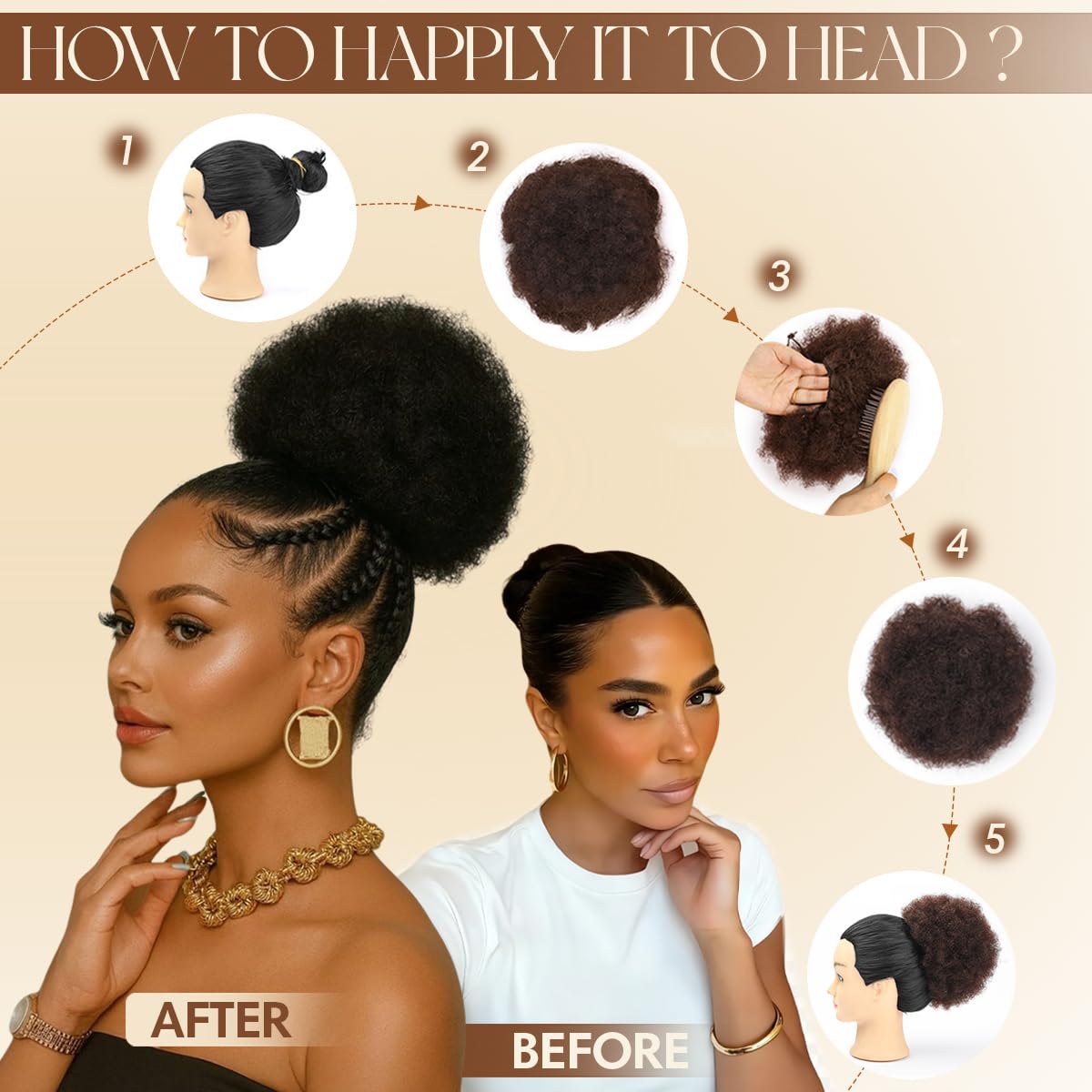 Afro Puff Synthetischer Kordel – Drawstring Afro Curly Puff Ponytail Bewertung und Preis