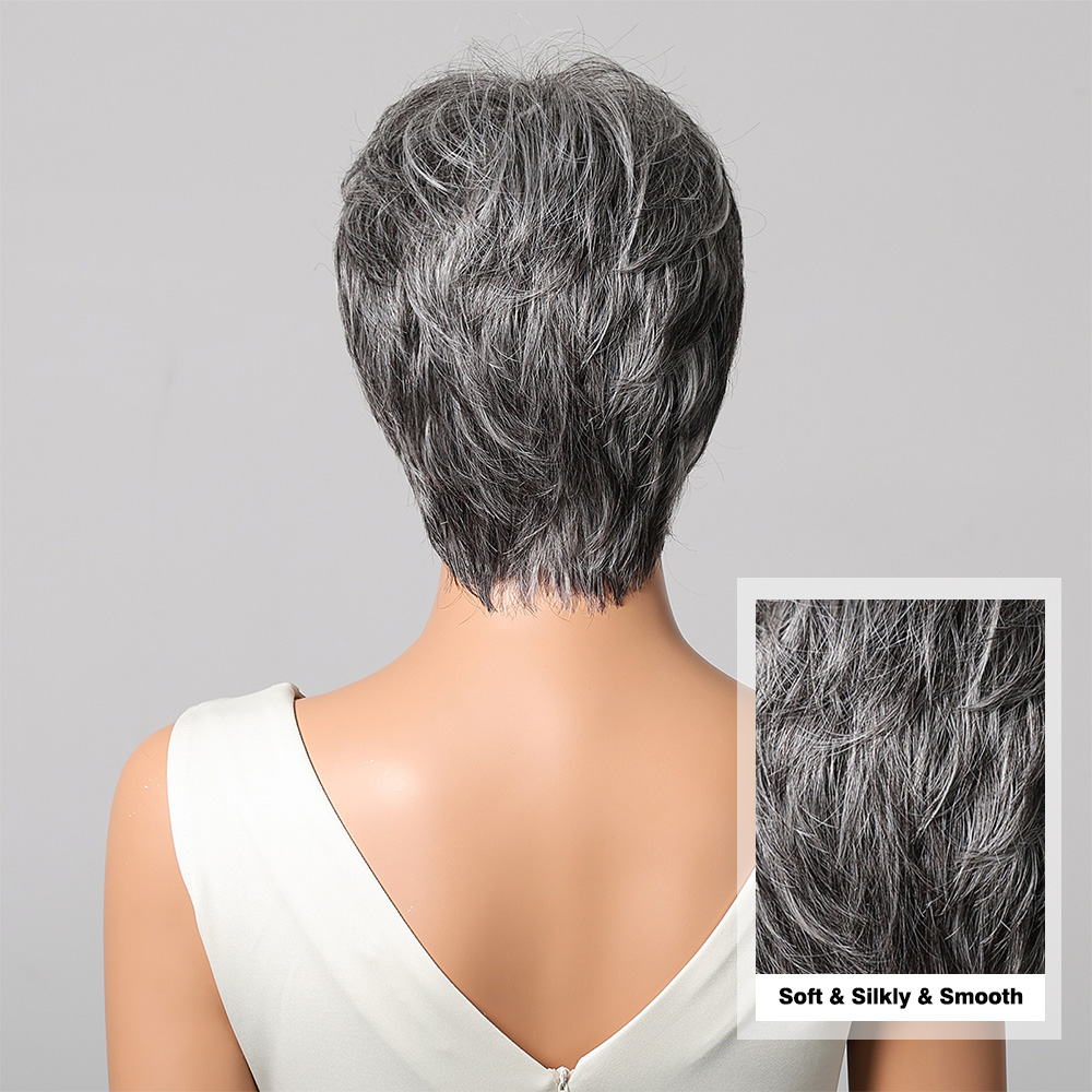 Kurze graue Echthaar-Perücke i – Short Pixie Cut Wig Human Hair Cheap Bewertung und Preis
