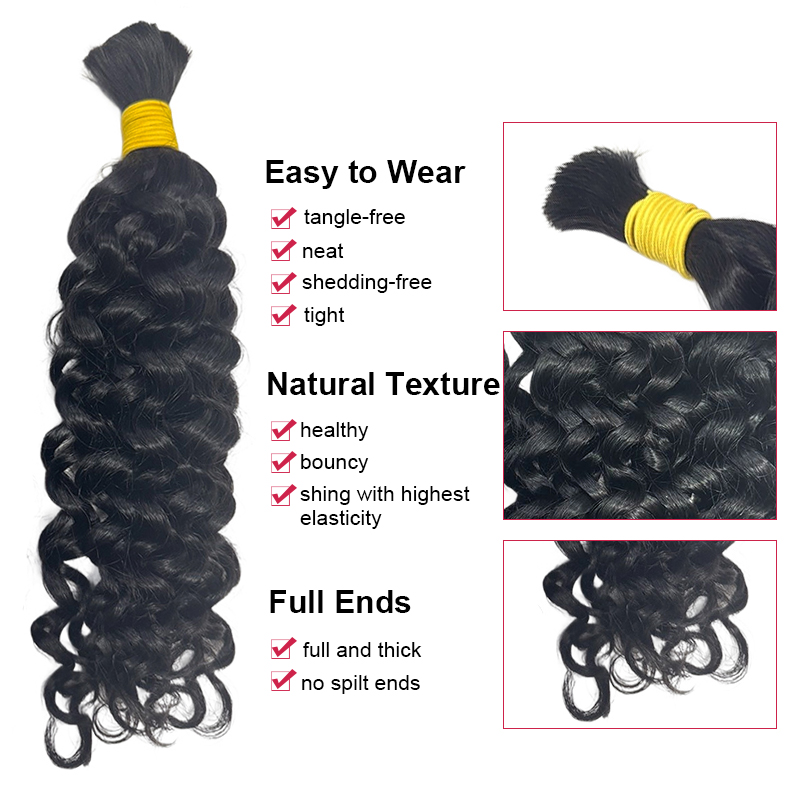 Wasserwellen-Menschenhaar zum  – Water Wave Bulk Human Hair For Braiding Bewertung und Preis