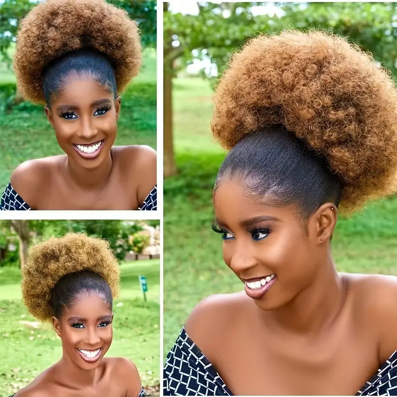 1 Stück Damen 10-Zoll Afro Kin – Drawstring Afro Curly Puff Ponytail Bewertung und Preis