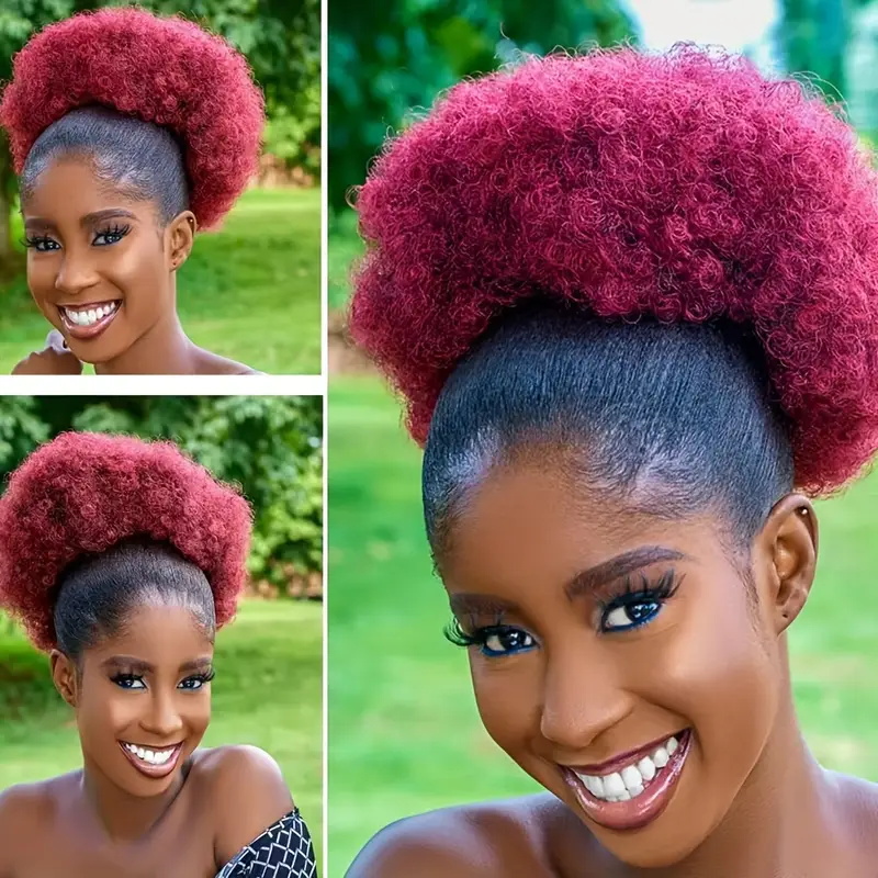 1 Stück Damen 10-Zoll Afro Kin – Drawstring Afro Curly Puff Ponytail Bewertung und Preis