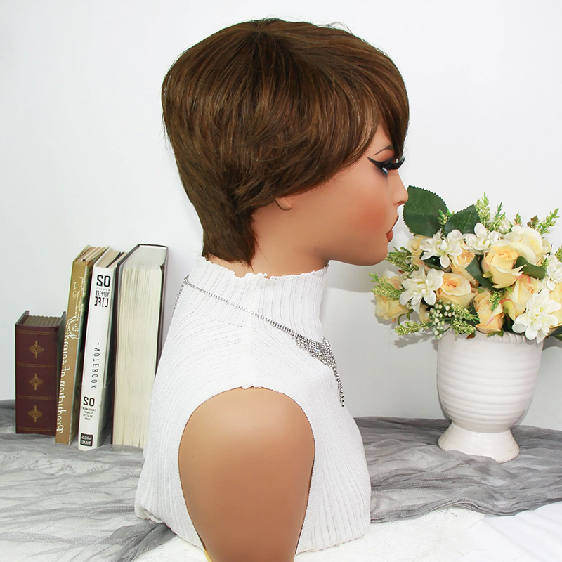 Schokoladenbraune Pixie-Cut-Pe – Short Pixie Cut Wig Human Hair Cheap Bewertung und Preis