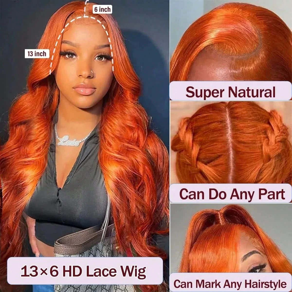 Ingwer-Orange 13X6 HD Lace Fro – Hd Lace Frontal Wig Human Hair Pre Plucked Bewertung und Preis